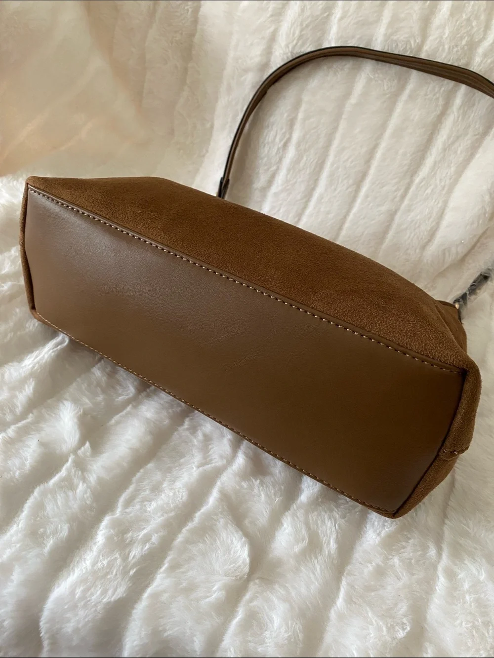 Badgley Mischka New York Brown Microsuede Hobo Shoulder Bag